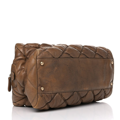Chanel Calfskin Bubble Quilt Bowler Brown 4 of 28