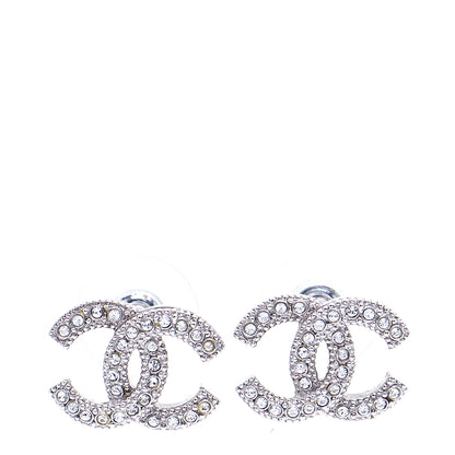 Chanel Crystal CC Coco Flapper Earrings Silver 1 of 5