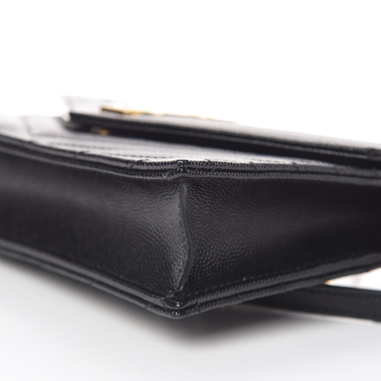 Grain De Poudre Matelasse Chevron Monogram Envelope Chain Wallet Black