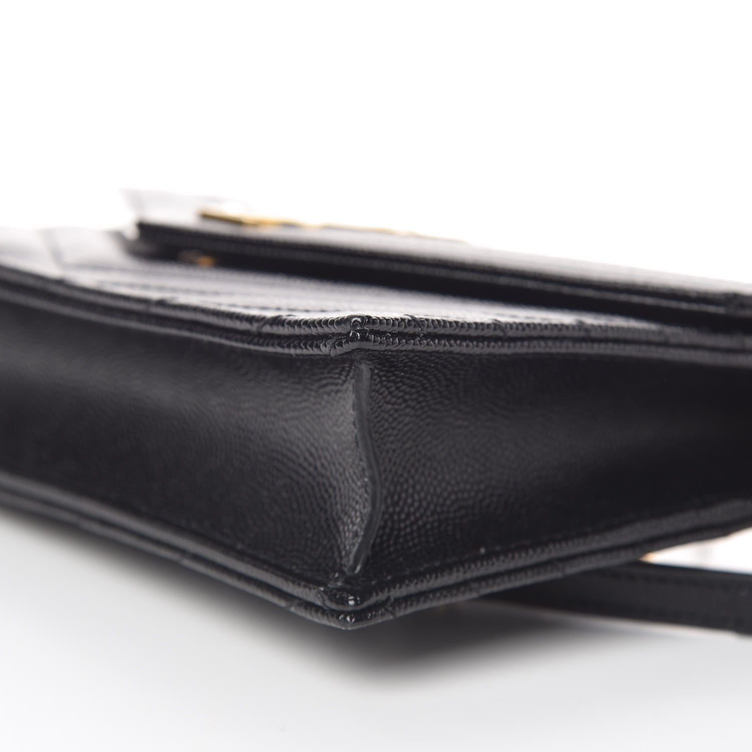 Saint Laurent Grain De Poudre Matelasse Chevron Monogram Envelope Chain Wallet Black 8 of 11