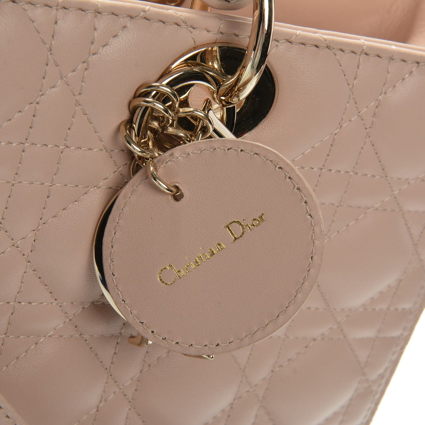 Lambskin Cannage Large Lady Dior Rose Poudre