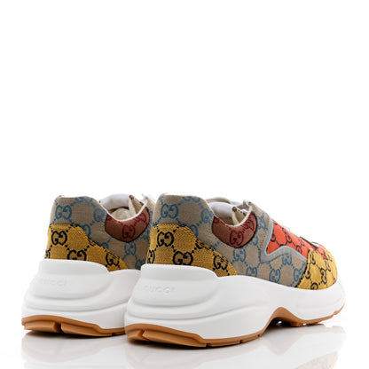 Gucci Monogram Multicolor Mens Rhyton Sneakers 12 Yellow Blue Great White Tabasco 4 of 8