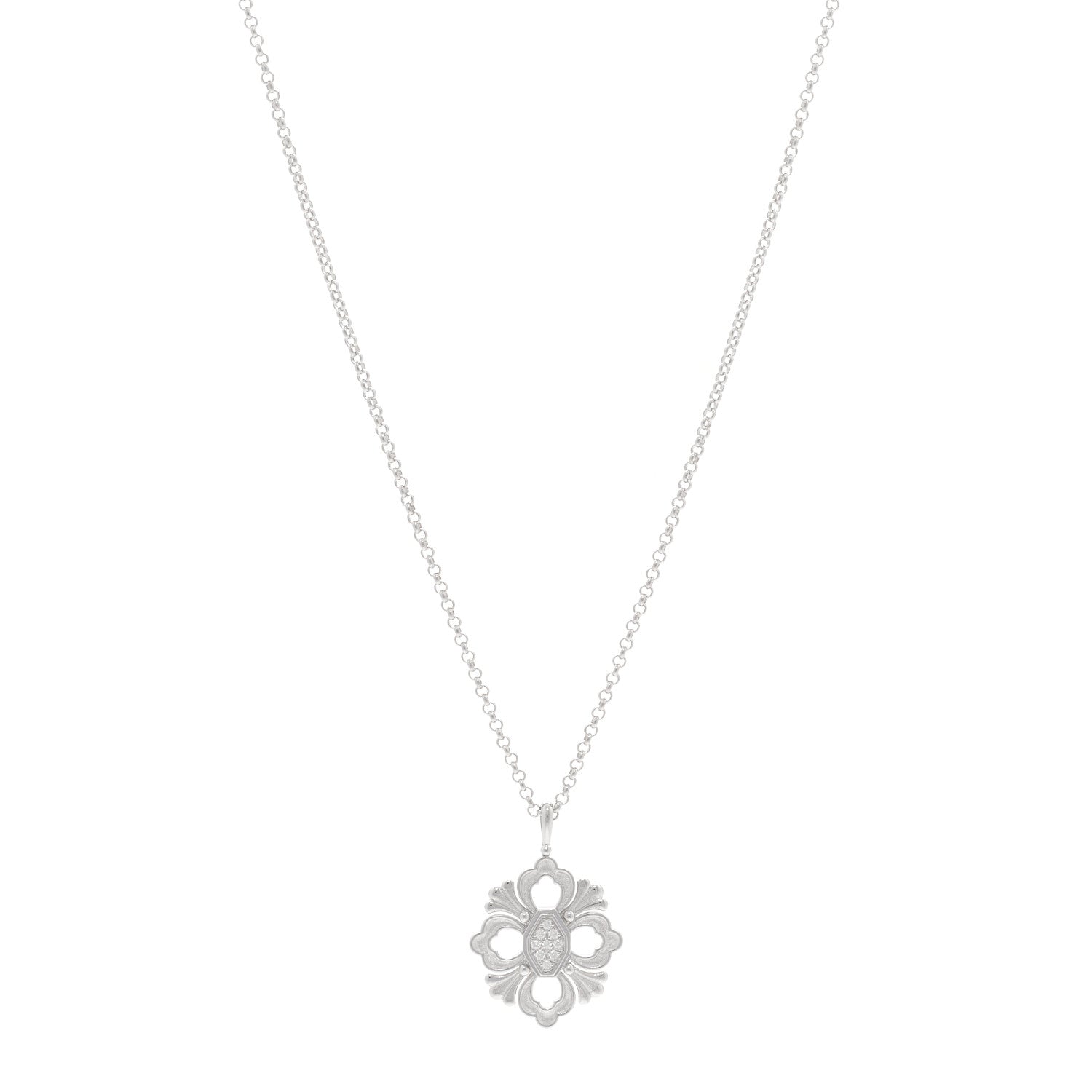 Buccellati 18K White Gold Diamond Opera Tulle Pendant Necklace 1 of 5