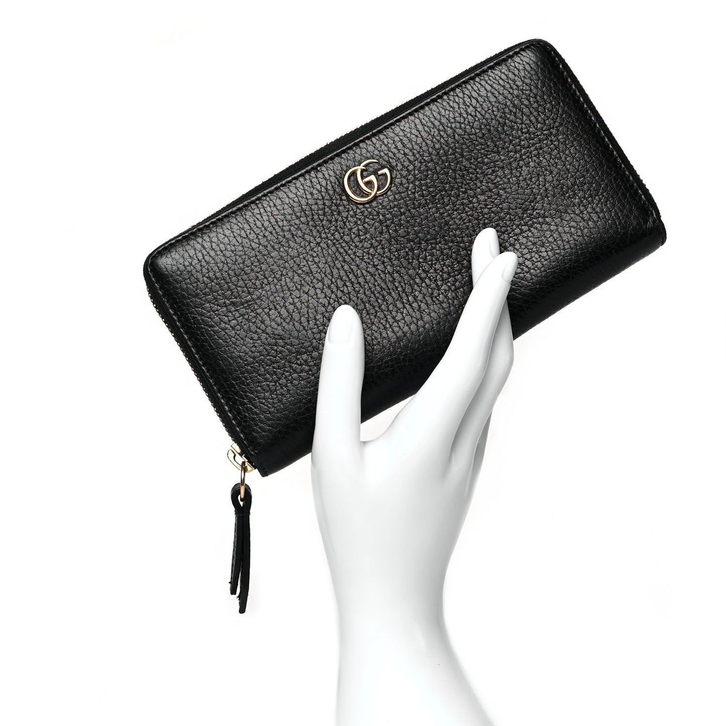 Dollar Calfskin GG Marmont Zip Around Wallet Black