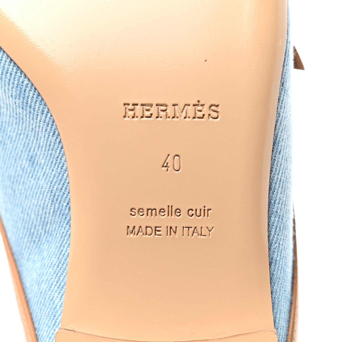 Denim Calfskin Groupie Mules 40 Bleu Clair Naturel