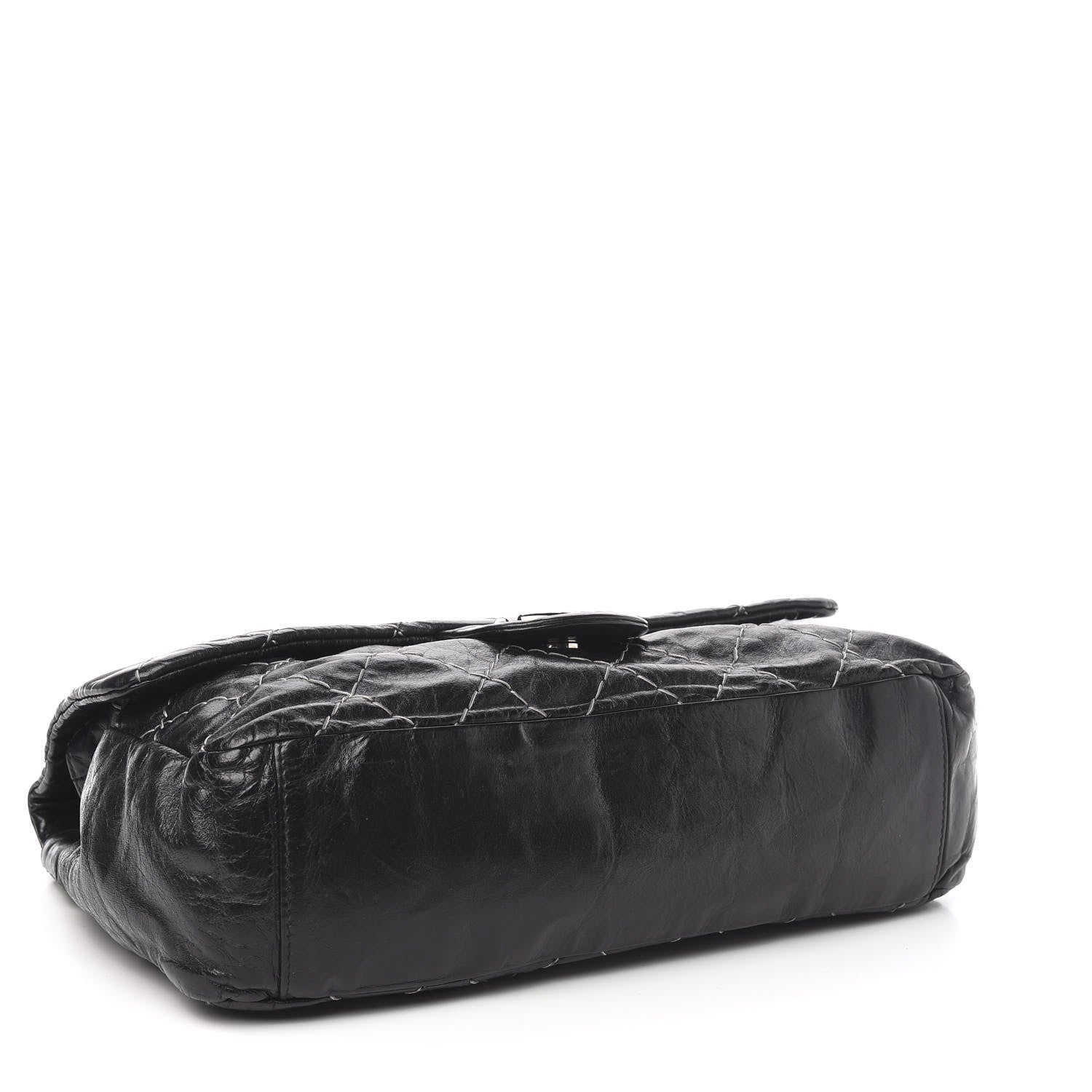 Chanel Glazed Goatskin Double Contrast Stitch Flap Black 3 of 9