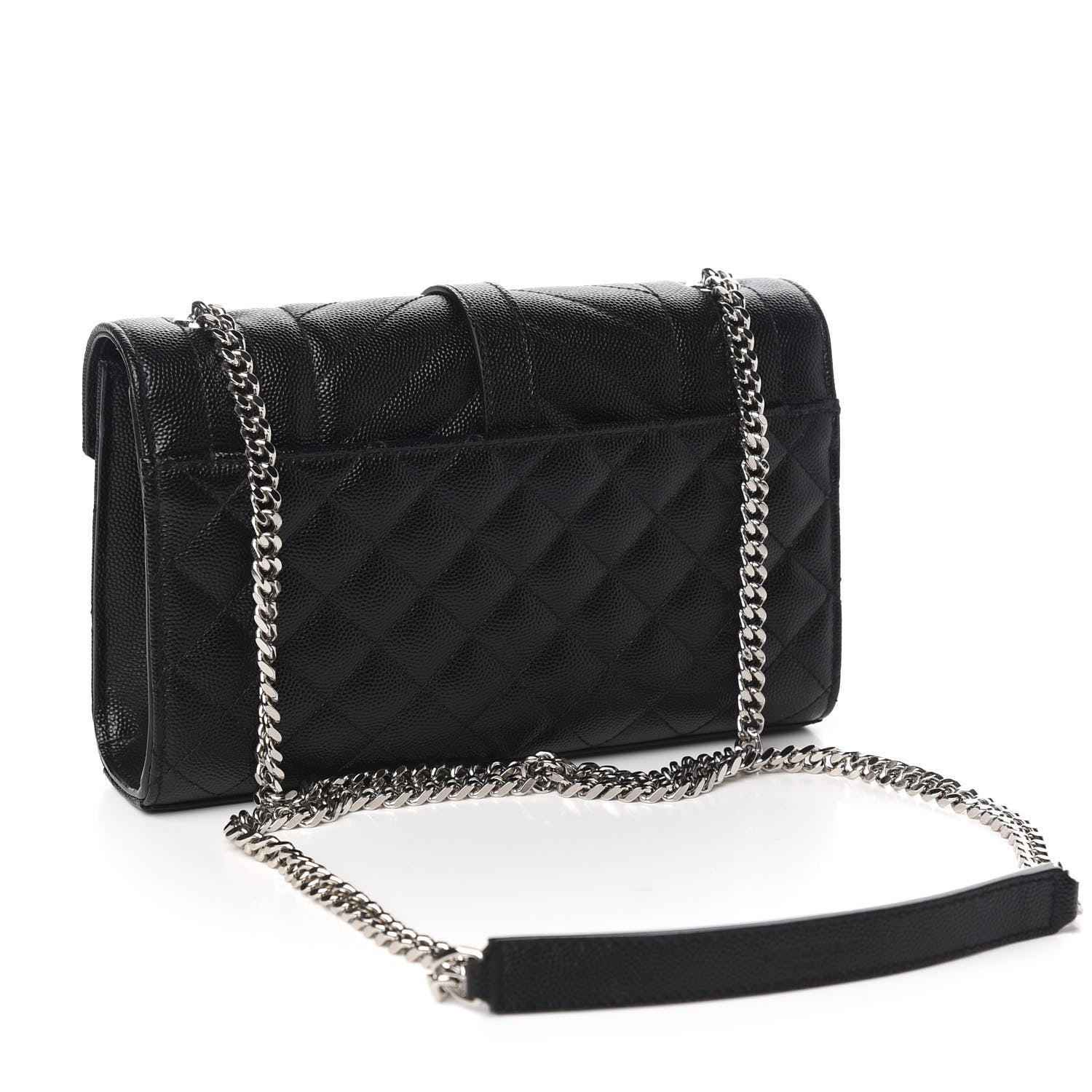 Saint Laurent Grain De Poudre Textured Mixed Matelasse Triquilt Small Monogram Satchel Black 1 of 8
