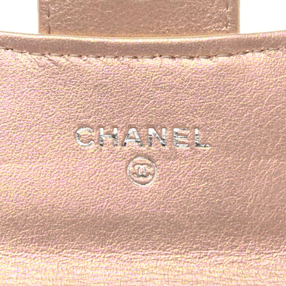 Chanel Iridescent Calfskin Quilted Flap Card Holder Wallet Pink 6 of 9
