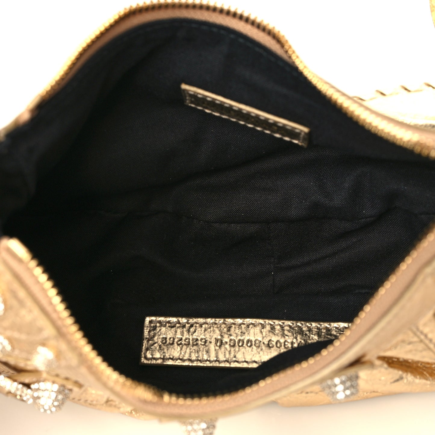 Metallic Agneau Arena Crystal Le Cagole Shoulder Bag XS Light Gold
