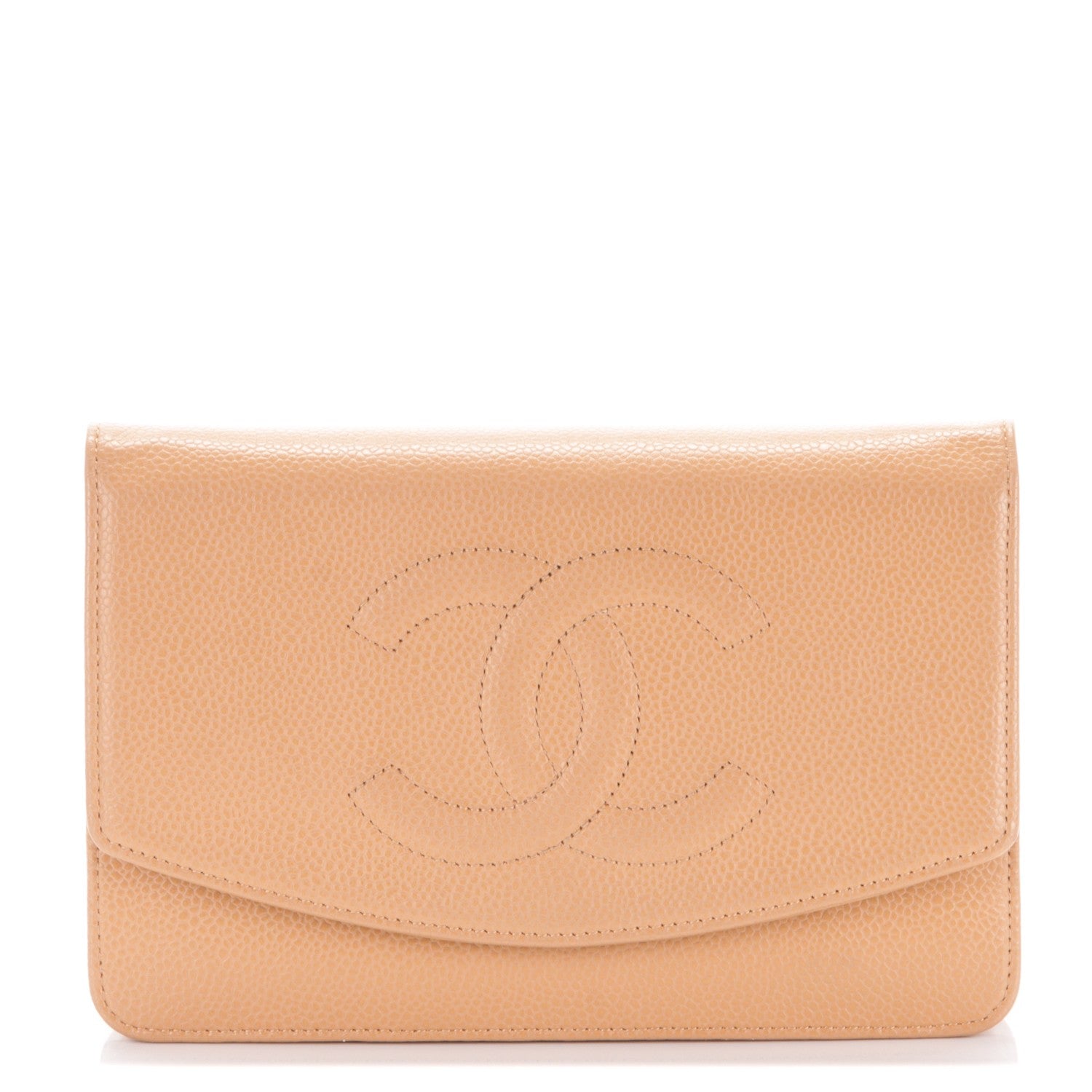 Chanel Caviar Timeless CC Wallet On Chain WOC Beige 1 of 8