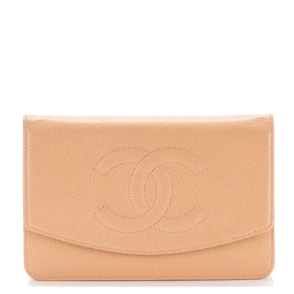 Chanel Caviar Timeless CC Wallet On Chain WOC Beige 1 of 8
