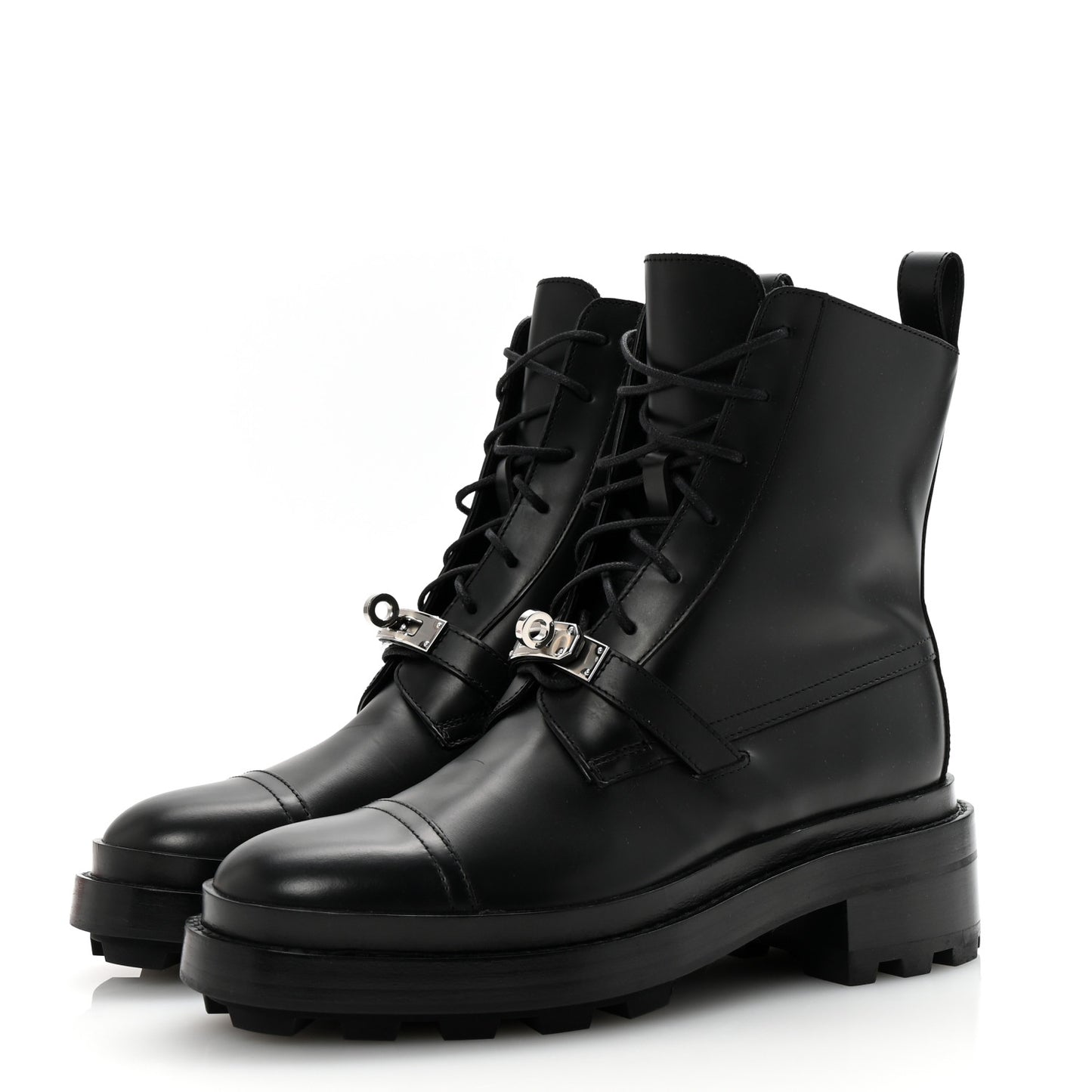 Glossed Calfskin Funk Ankle Boots 36 Black