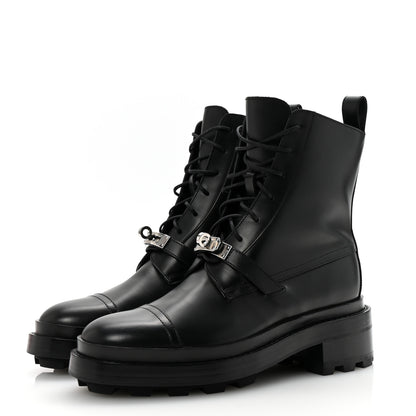 Hermes Glossed Calfskin Funk Ankle Boots 36 Black 4 of 10