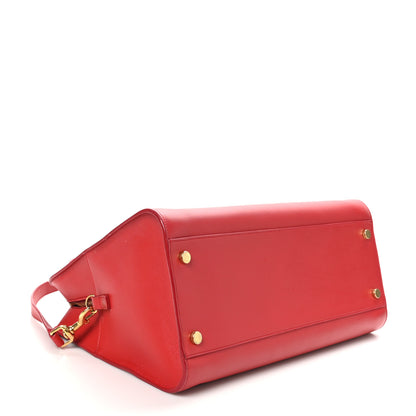 Saint Laurent Calfskin Medium Monogram Cabas Lipstick Red 4 of 12