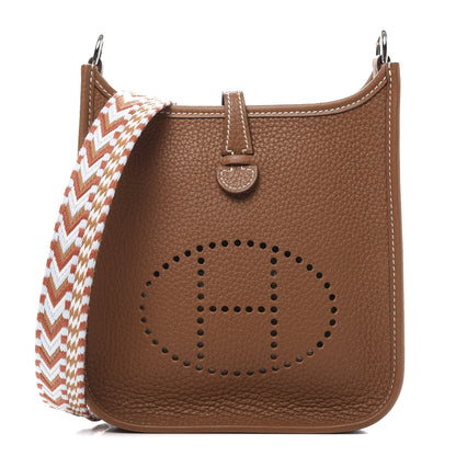 Hermes Taurillon Clemence Allegro Evelyne TPM Gold Cornaline White 1 of 11