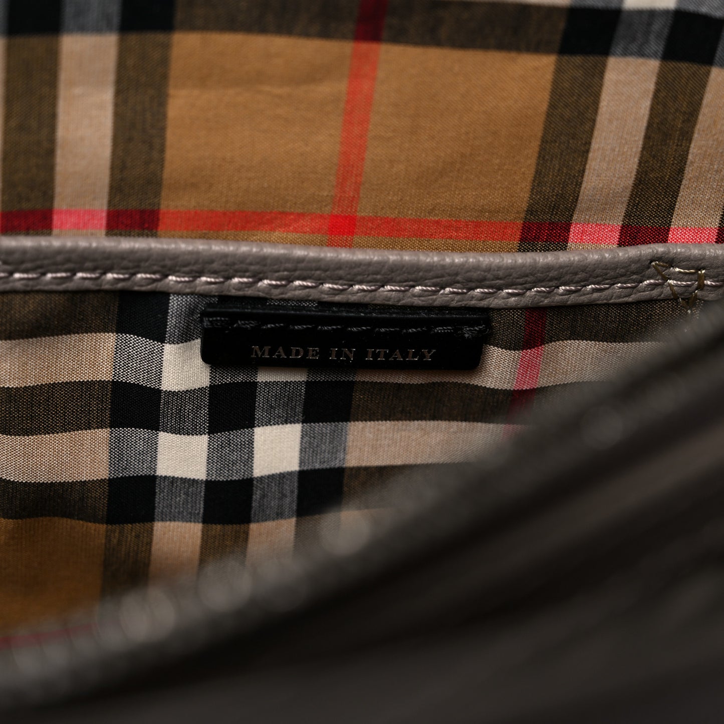 Derby Calfskin House Check Medium Banner Tote Thistle Grey
