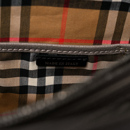 Burberry Derby Calfskin House Check Medium Banner Tote Thistle Grey 7 of 14