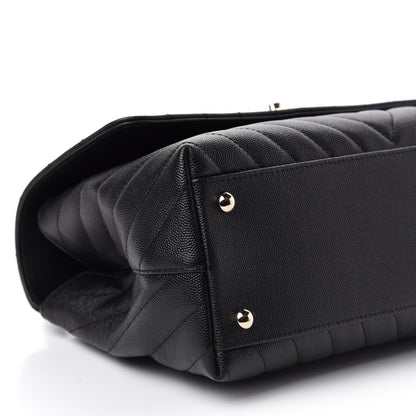 Chanel Caviar Chevron Quilted Small Coco Handle Flap Black 7 of 11