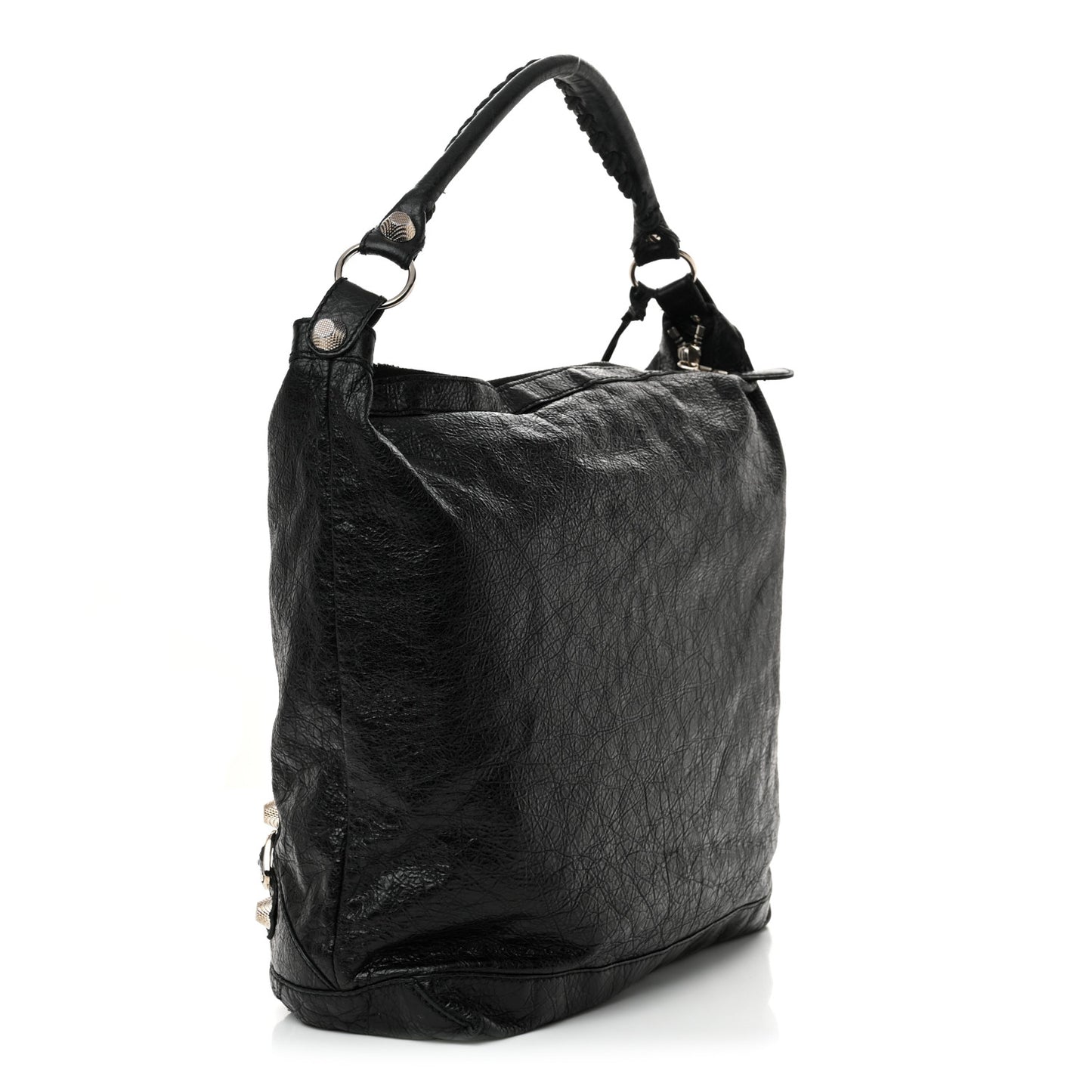 Agneau Giant 12 Silver Hardware Day Hobo Black