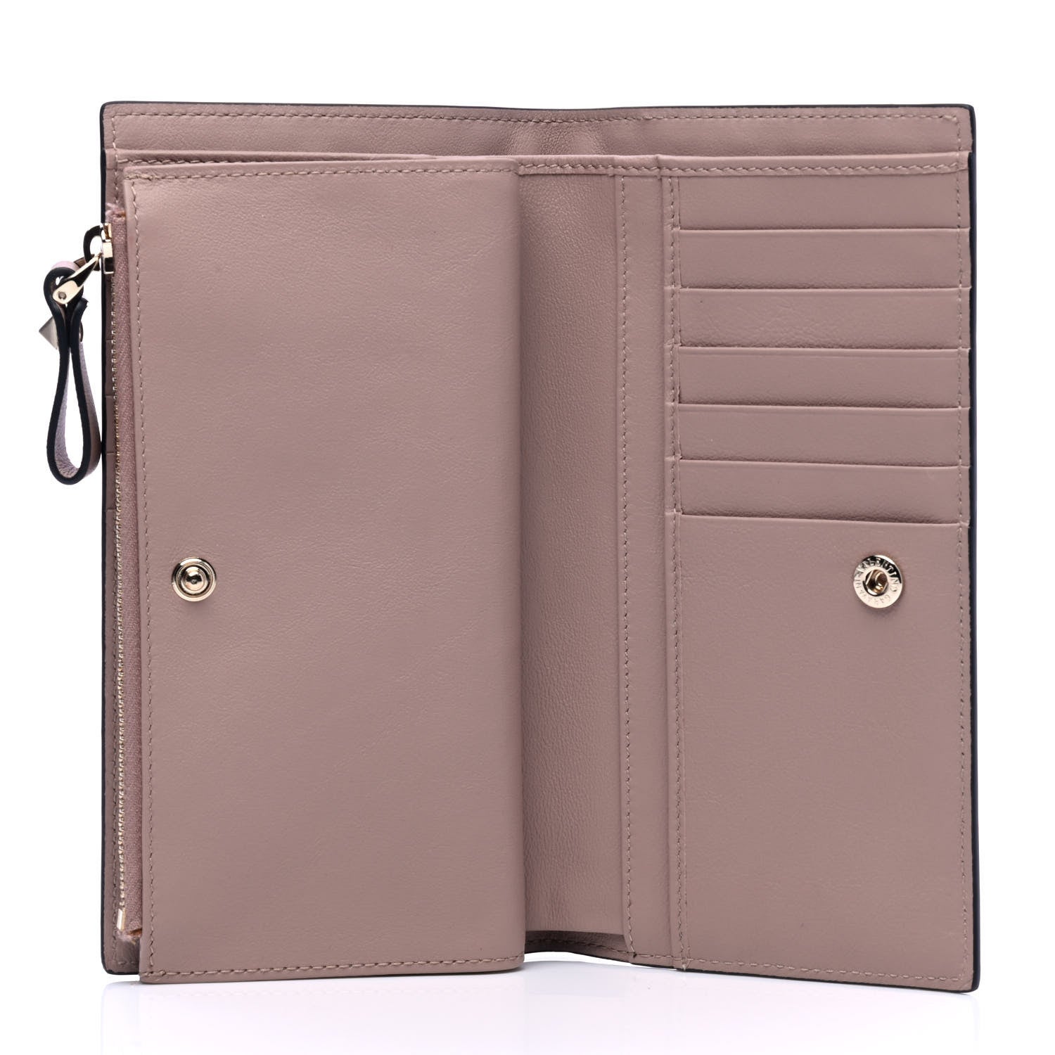 Valentino Garavani Calfskin Rockstud Continental Wallet Poudre 4 of 6