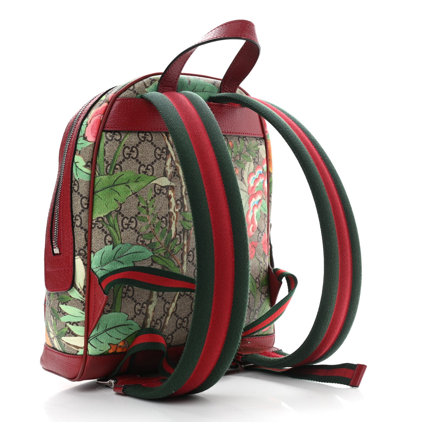 GG Supreme Monogram Tian Web Small Day Backpack Beige Multicolor Red