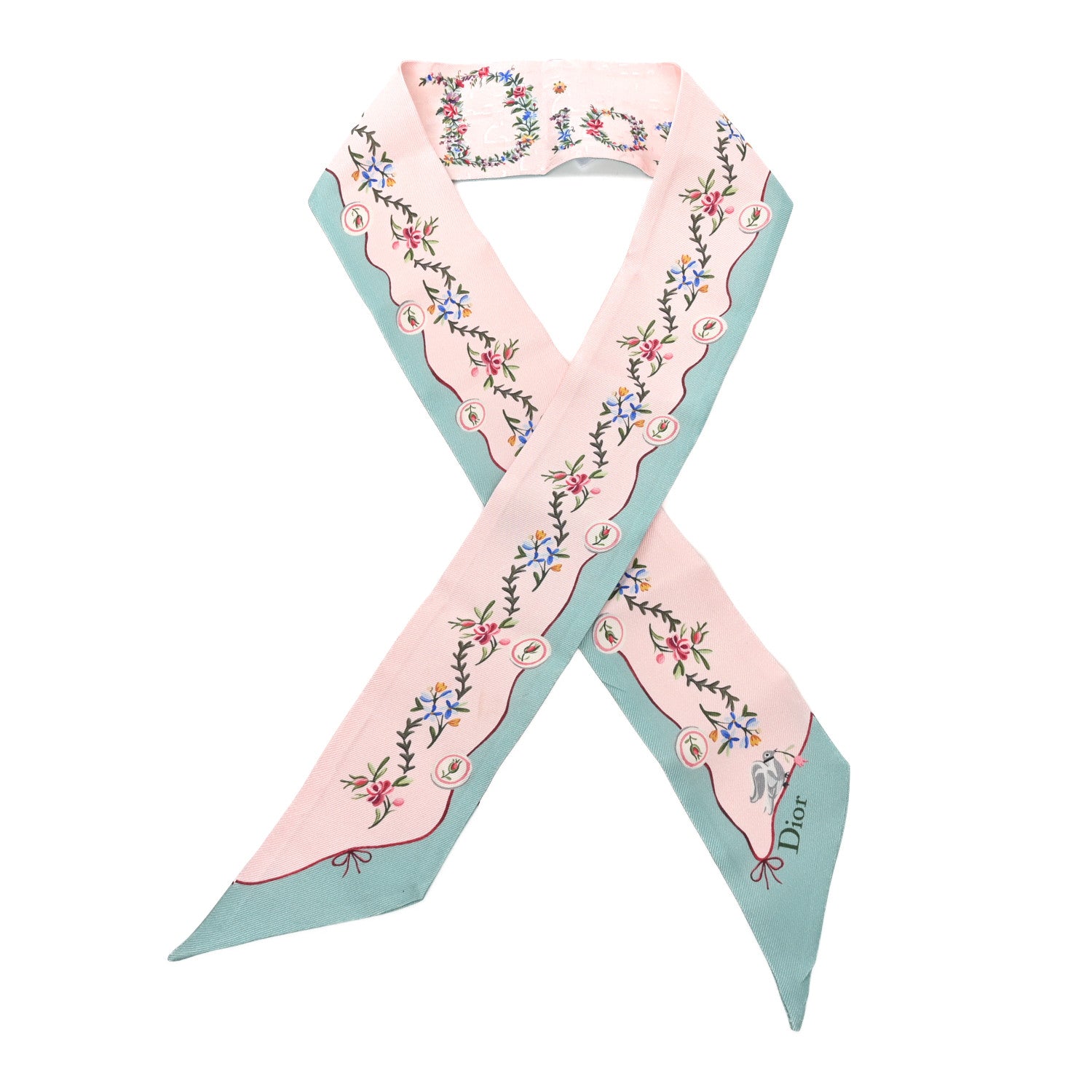 Christian Dior Silk Twill Dioramour Revolution Flowers Mitzah Scarf Pink Multicolor 1 of 3