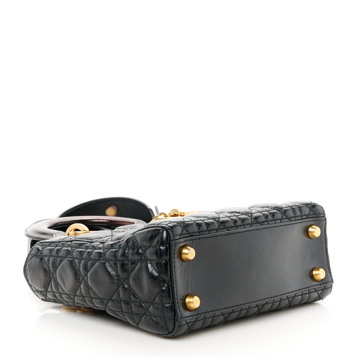 Crinkled Patent Cannage Small Lucky Badges My Lady Dior Black