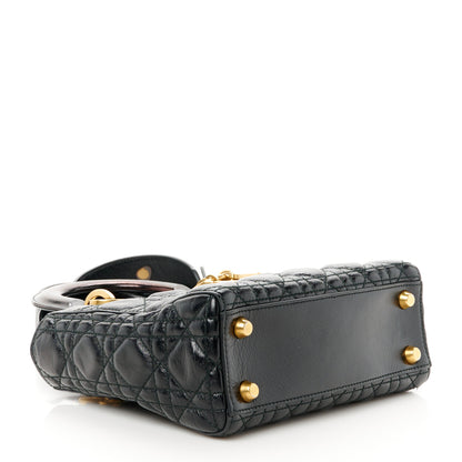 Christian Dior Crinkled Patent Cannage Small Lucky Badges My Lady Dior Black 4 of 12