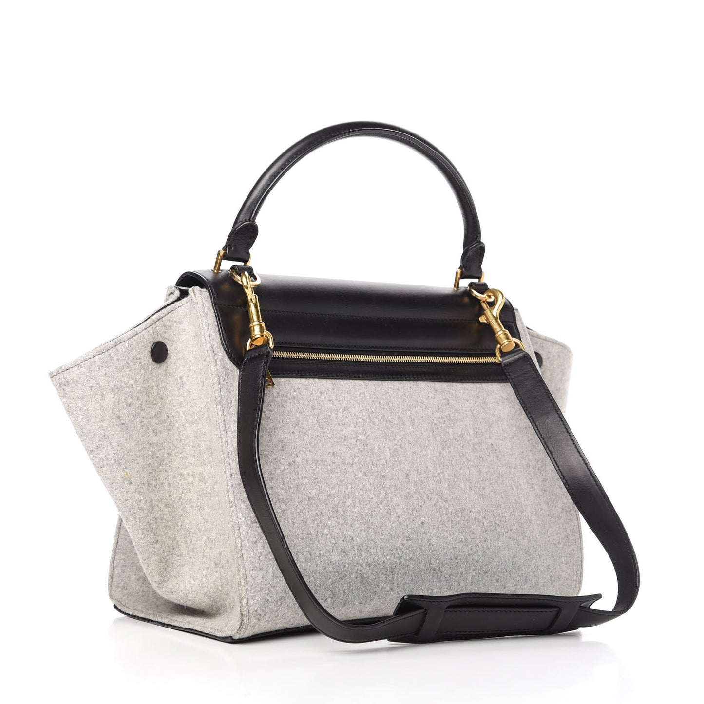 Felt Smooth Calfskin Medium Trapeze Pearl Grey