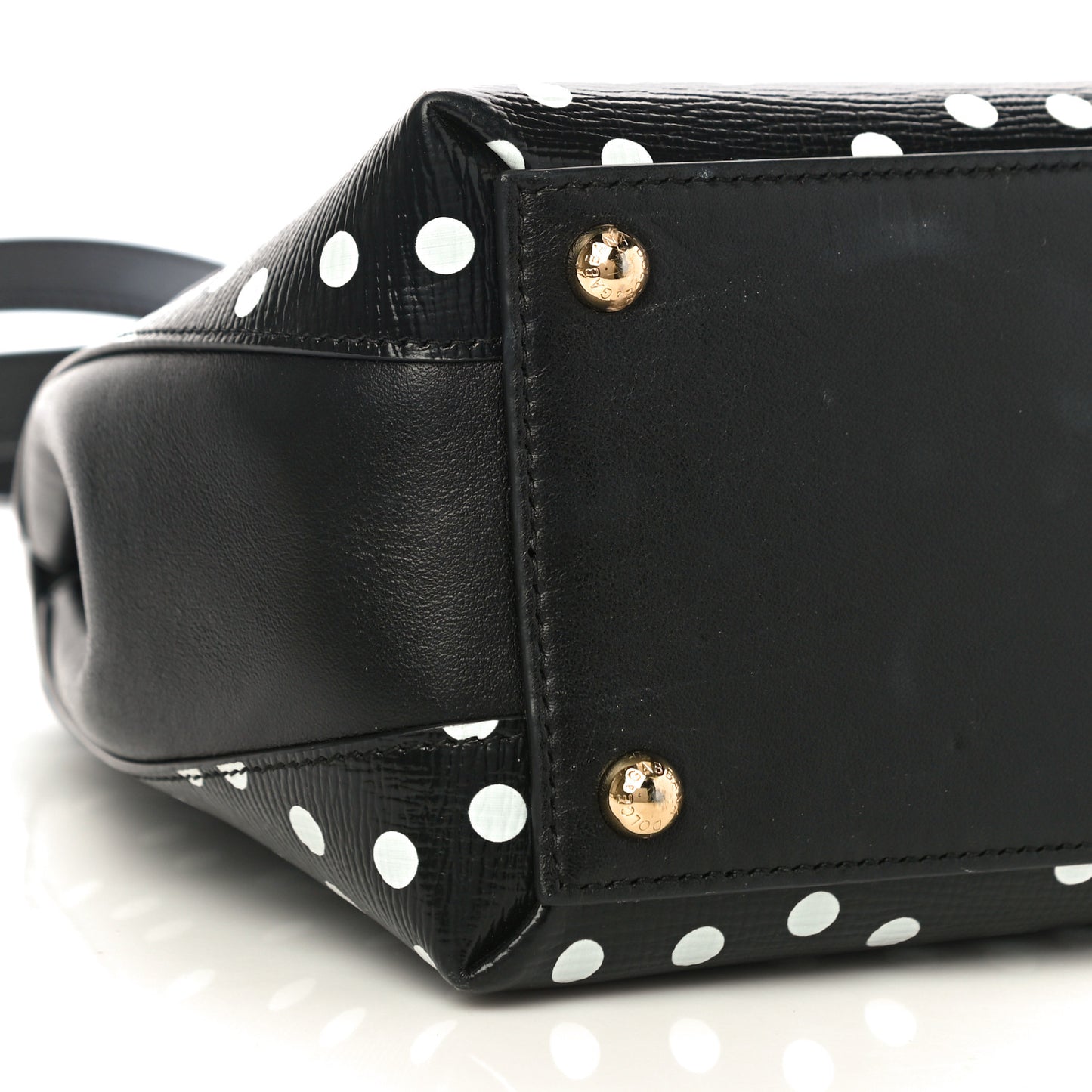 Calfskin Polka Dot Print Lucia Satchel Black