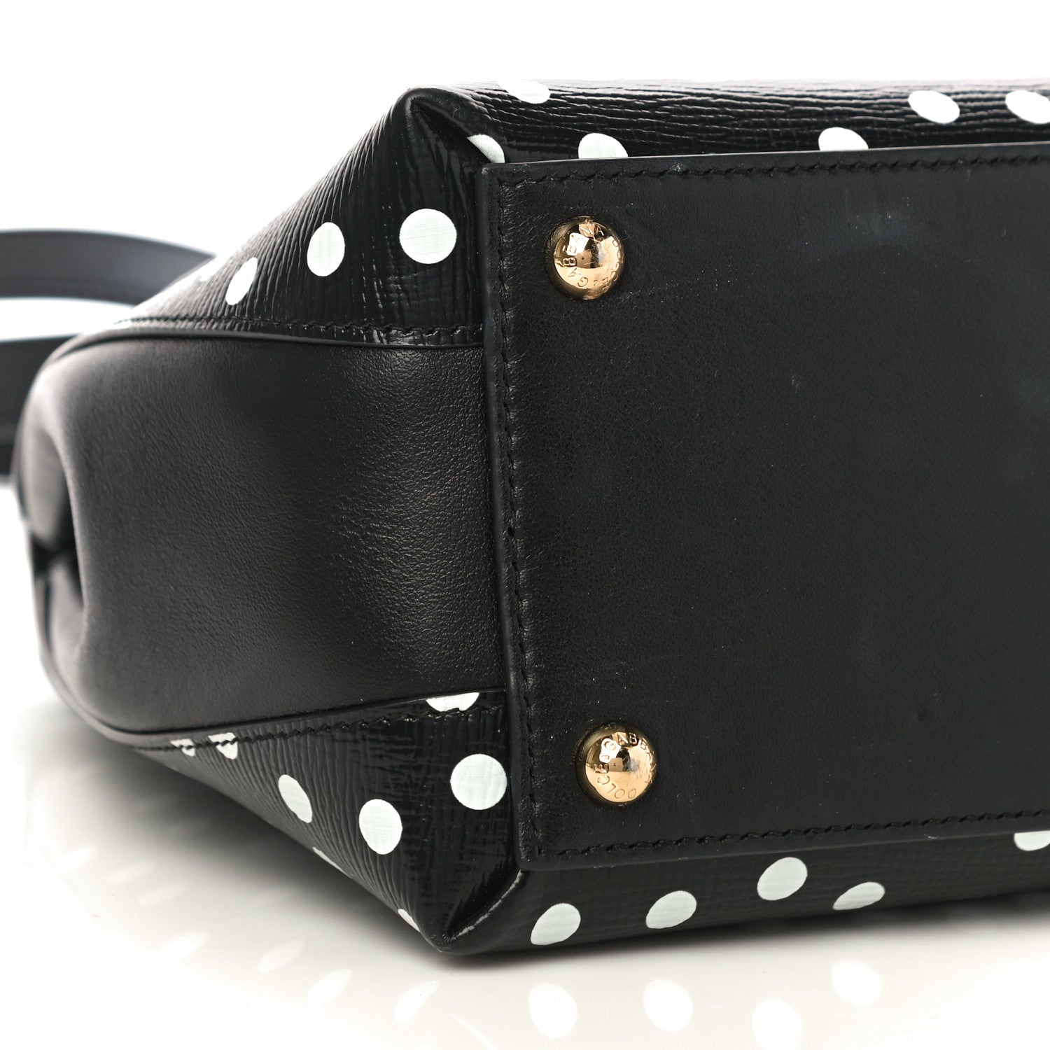 Dolce & Gabbana Calfskin Polka Dot Print Lucia Satchel Black 9 of 10