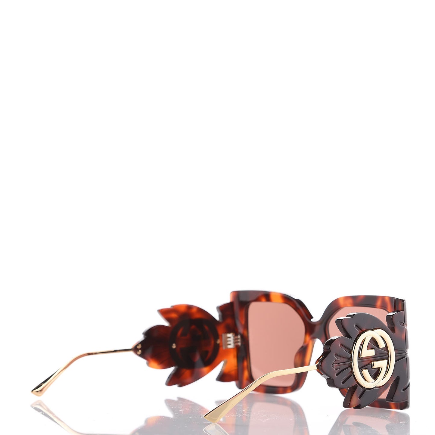 Acetate Square Frame Wing Sunglasses GG0535S Havana