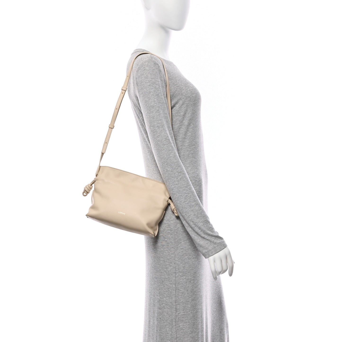 Calfskin Mini Flamenco Knot Clutch Angora