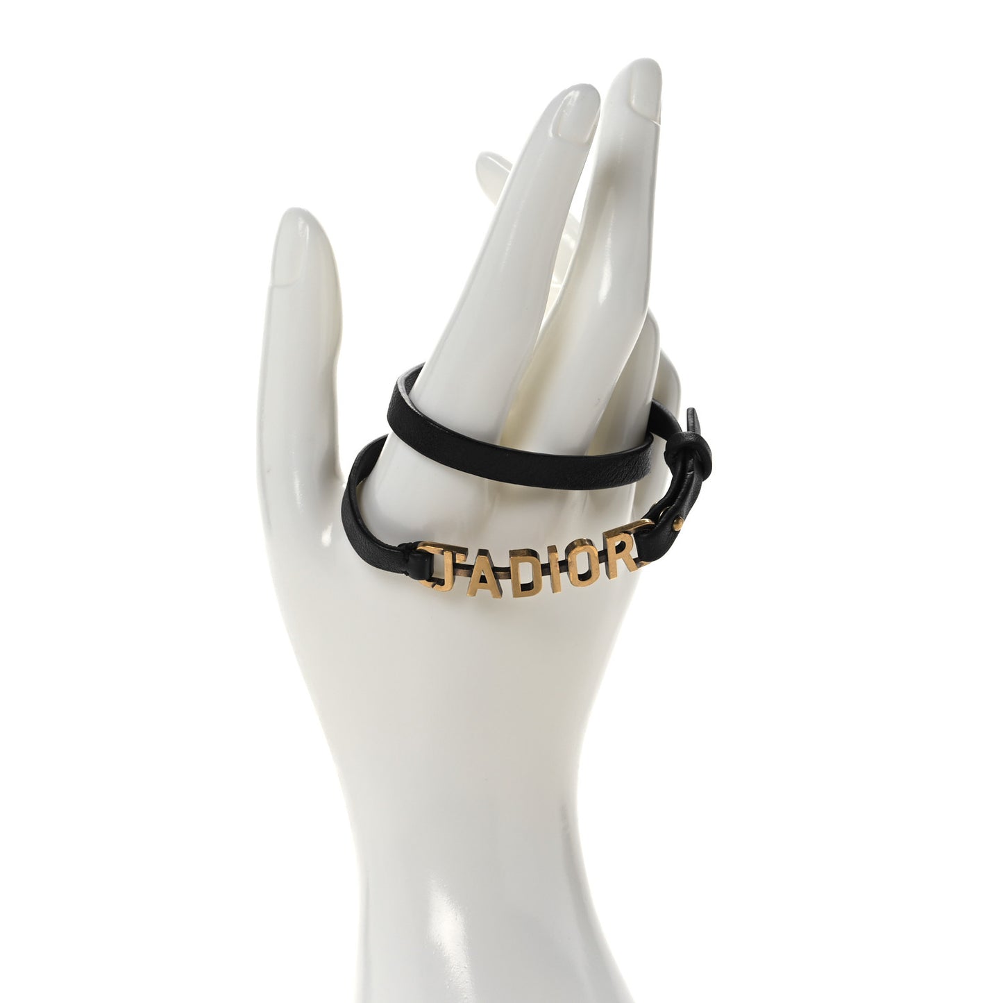 Calfskin J'adior Double Bracelet Black