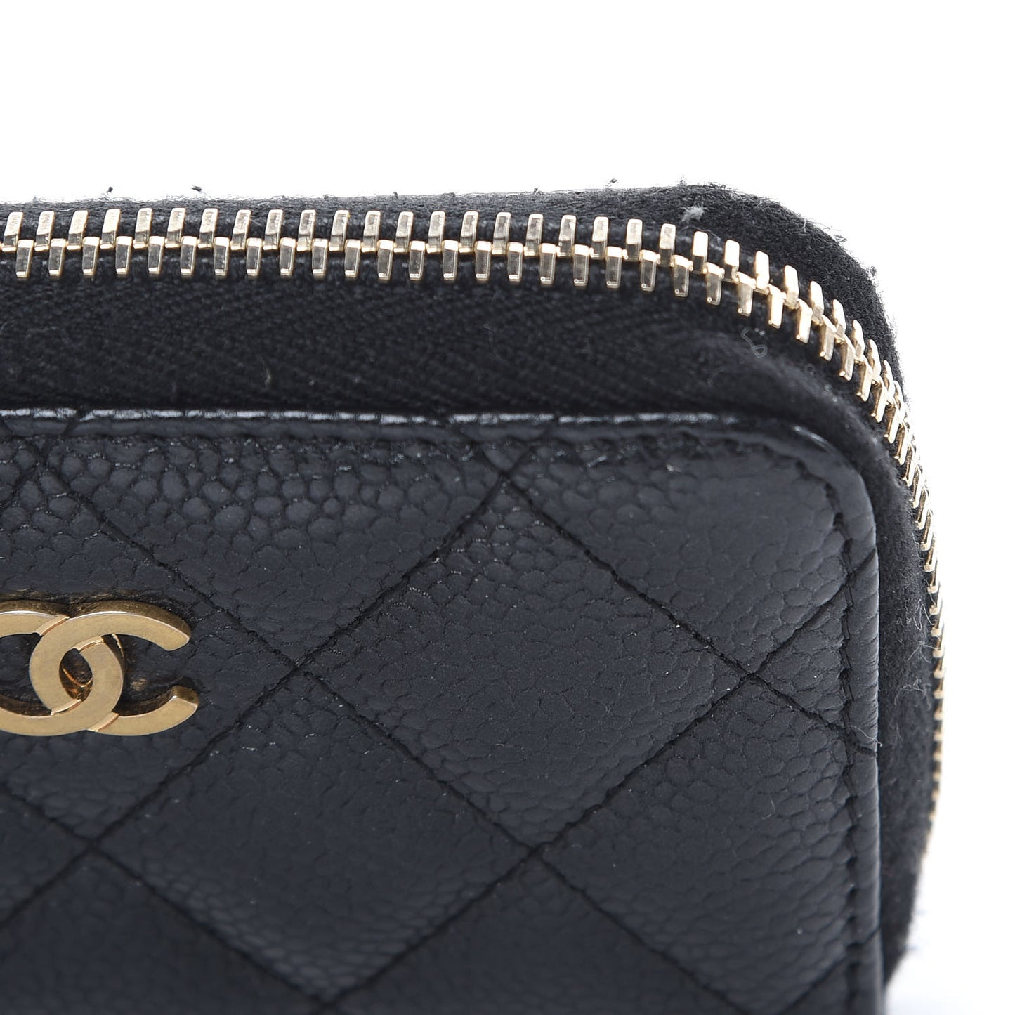 Caviar Quilted Zip Coin Purse Black