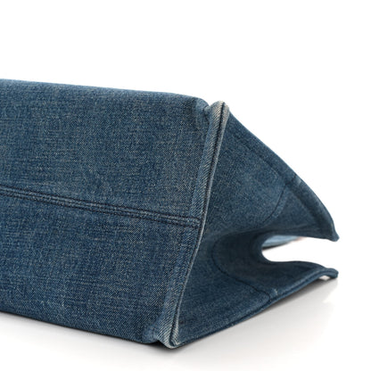 Celine Denim Calfskin Logo Tote Blue Tan 8 of 9