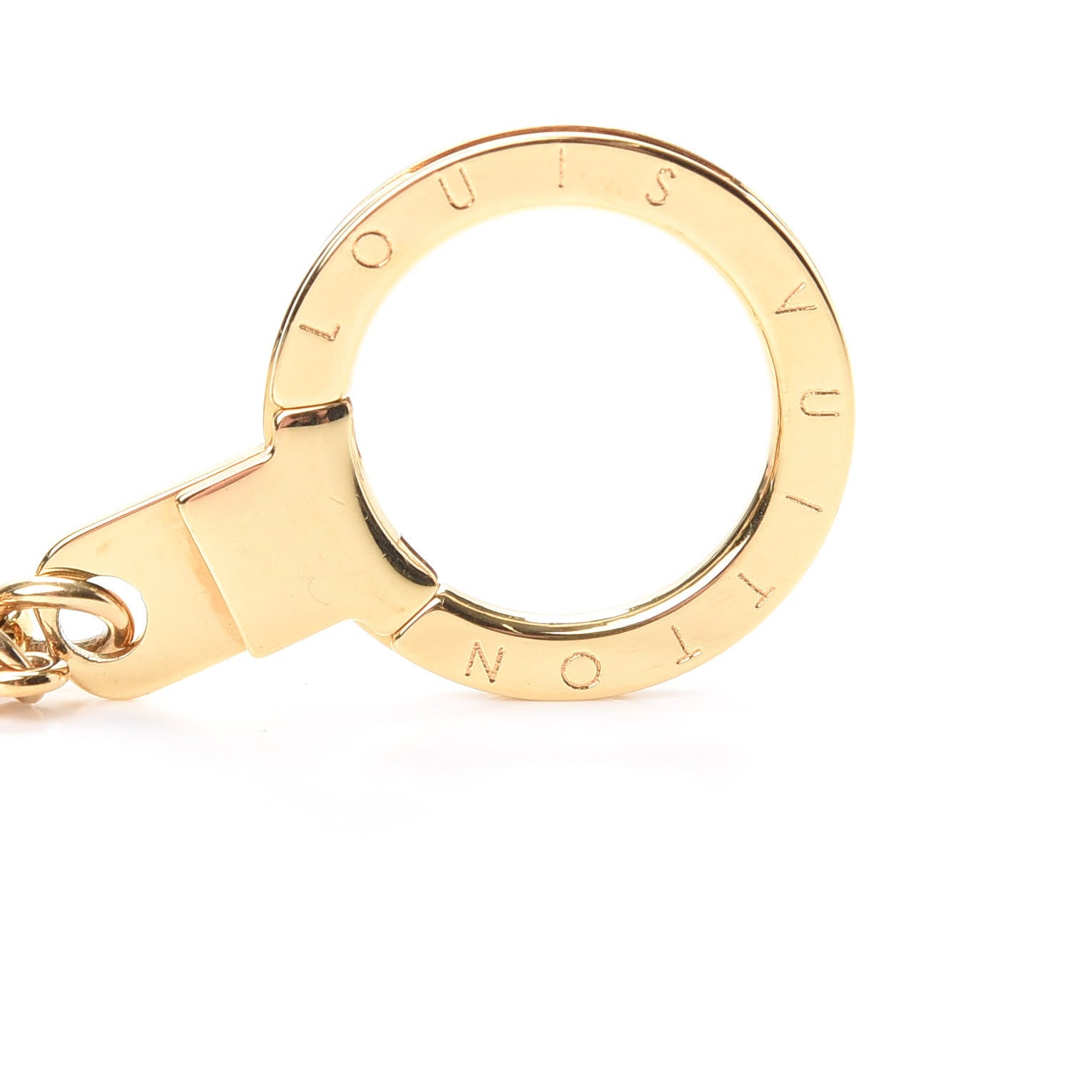 Louis Vuitton Brass Enamel Fleur De Monogram Bag Charm Chain Gold 3 of 5