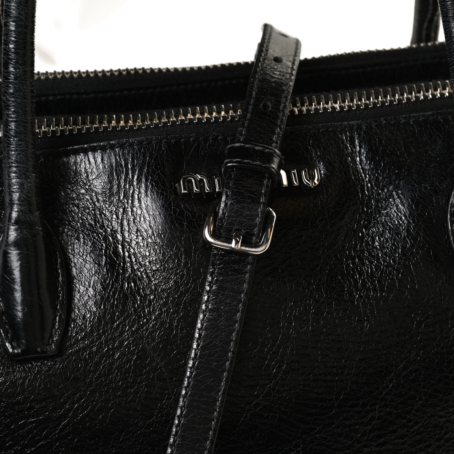 Vitello Shine Top Handle Satchel Black