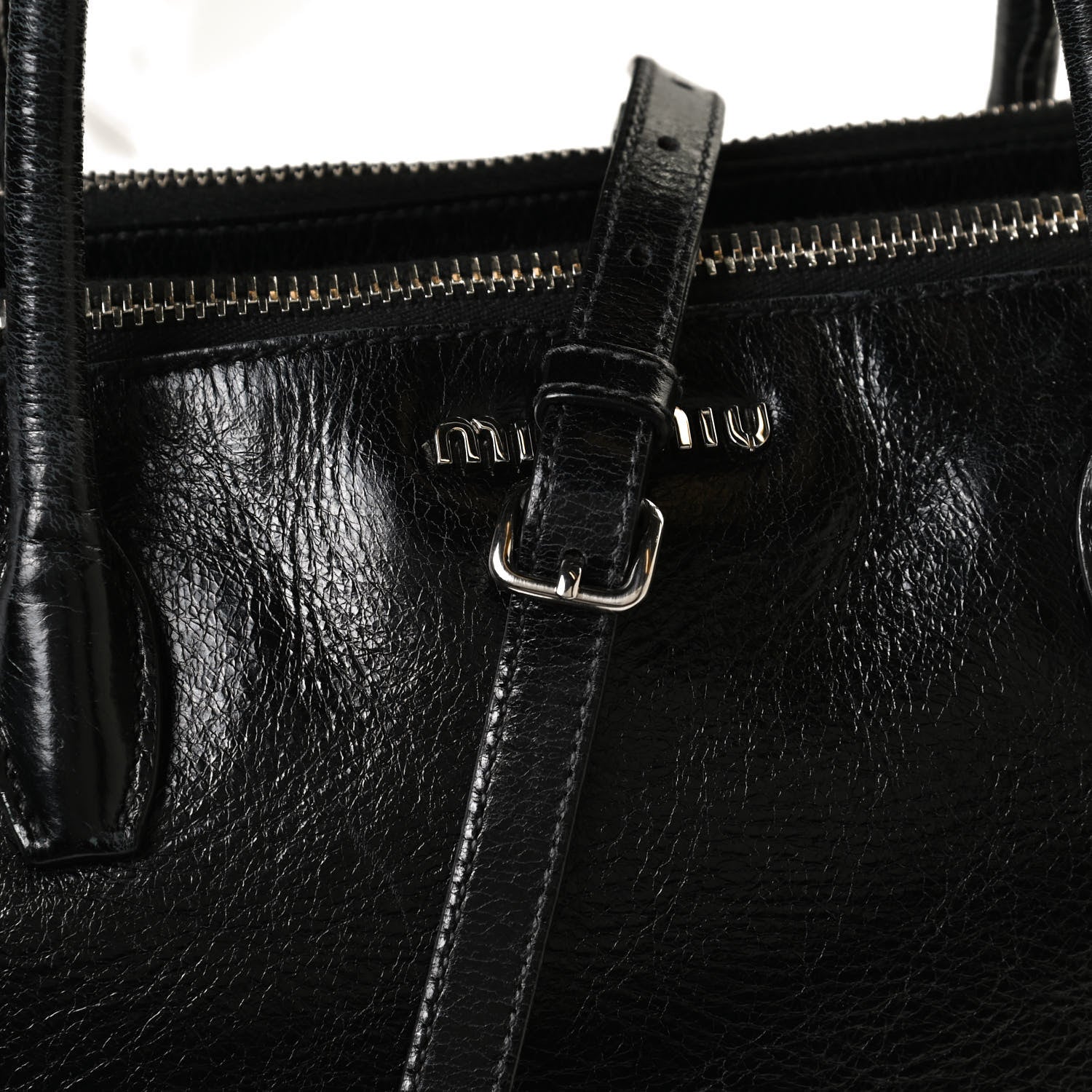Miu Miu Vitello Shine Top Handle Satchel Black 13 of 13