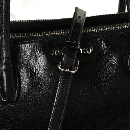 Miu Miu Vitello Shine Top Handle Satchel Black 13 of 13