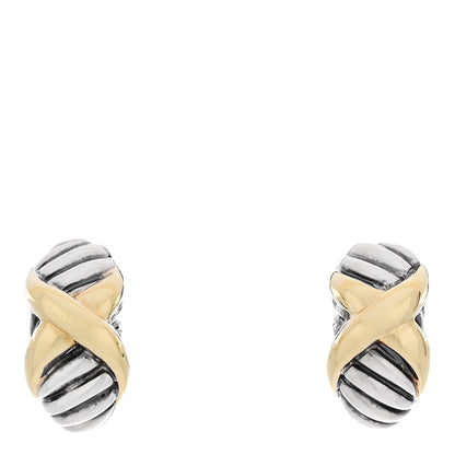 David Yurman Sterling Silver 18K Yellow Gold X Earrings 1 of 4