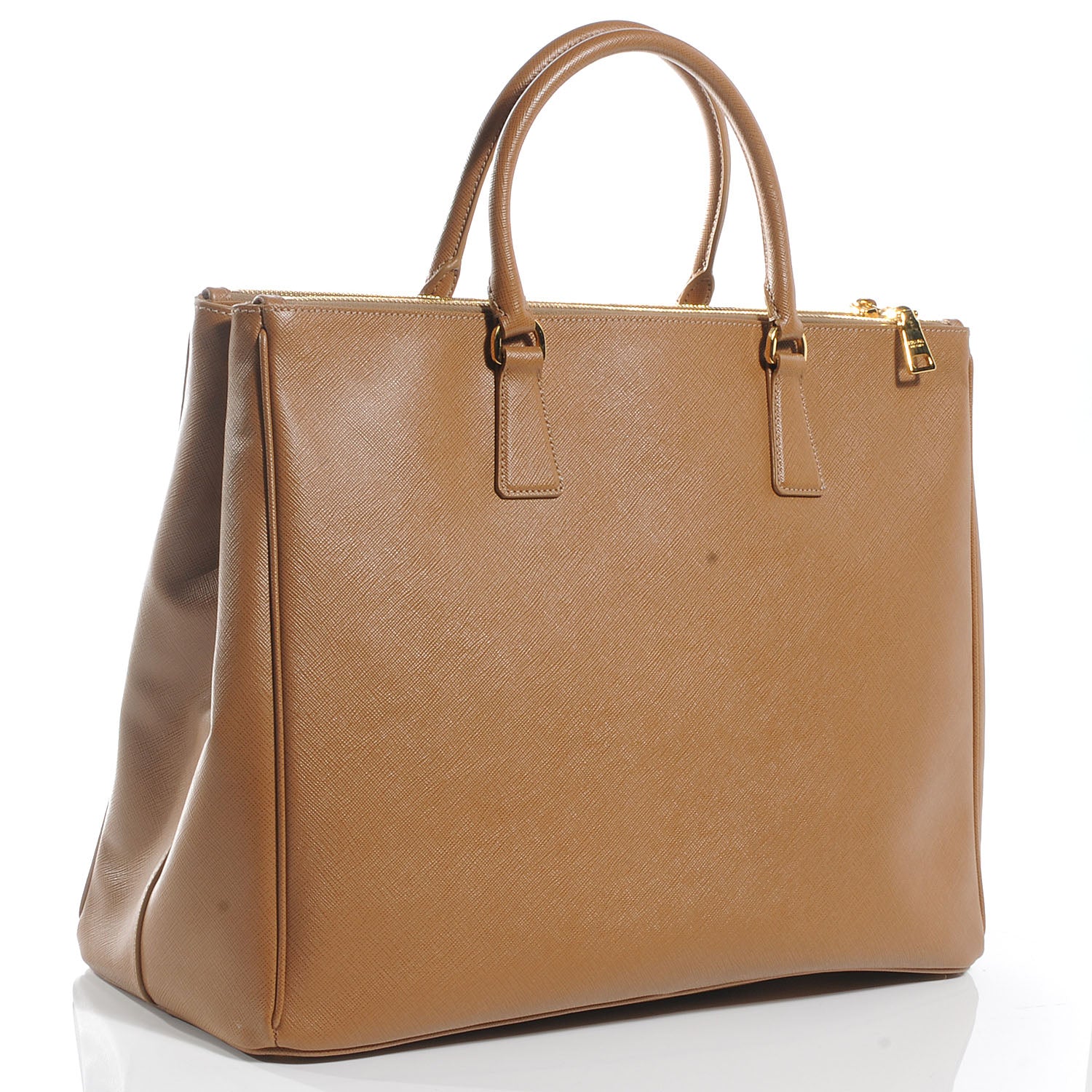 Prada Saffiano Lux Large Double Zip Tote Caramel 3 of 8