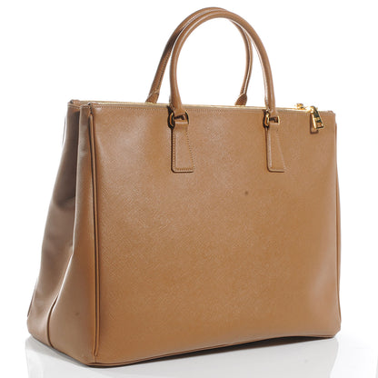 Prada Saffiano Lux Large Double Zip Tote Caramel 3 of 8
