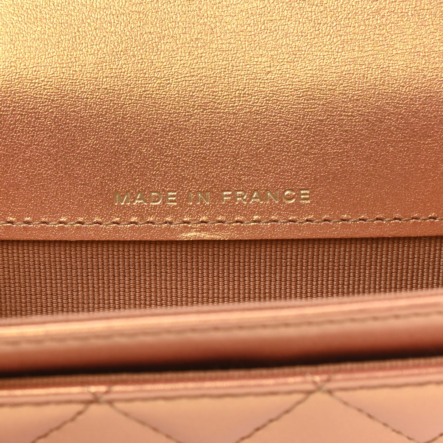 Metallic Lambskin Quilted Flap Card Holder Wallet Golden