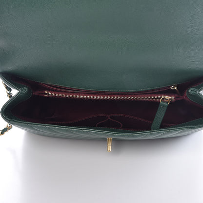 Chanel Caviar Chevron Quilted Medium Coco Handle Flap Green 5 of 11