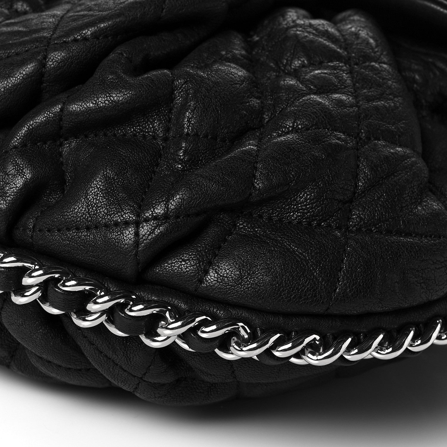 Chanel Washed Lambskin Quilted Medium Chain Around Messenger Black 10 of 12