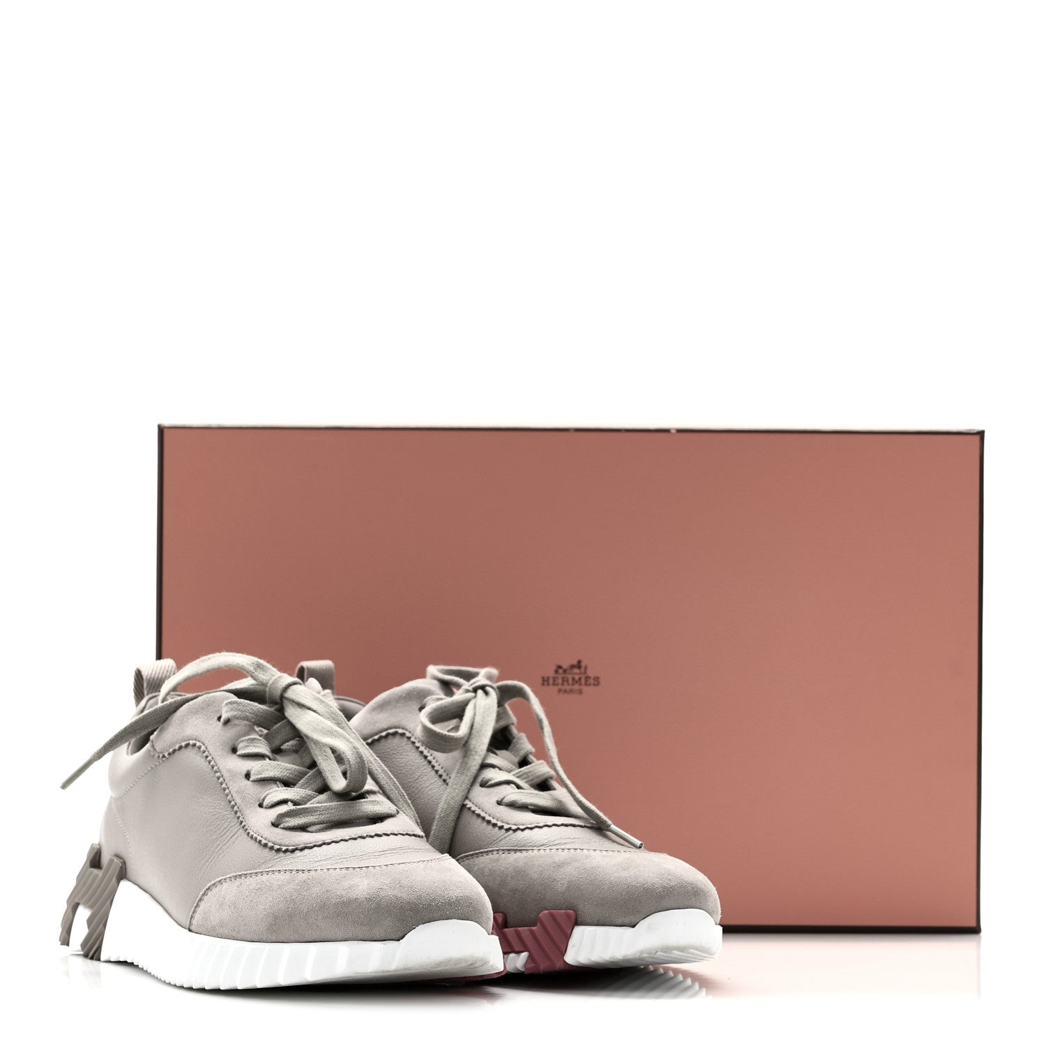 Hermes Sport Goatskin Suede Goatskin Womens Bouncing Sneakers 39 Beige Galet 9 of 9