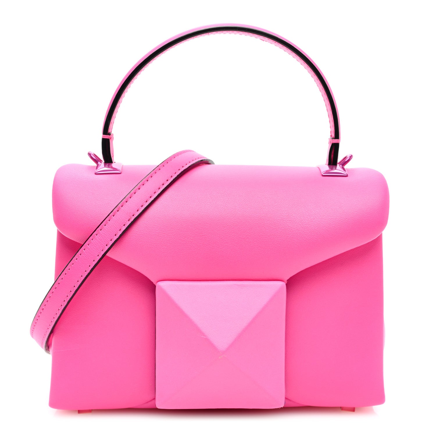 Valentino Garavani Nappa Tonal Monochrome Mini One Stud Top Handle Bag Pink PP 1 of 9