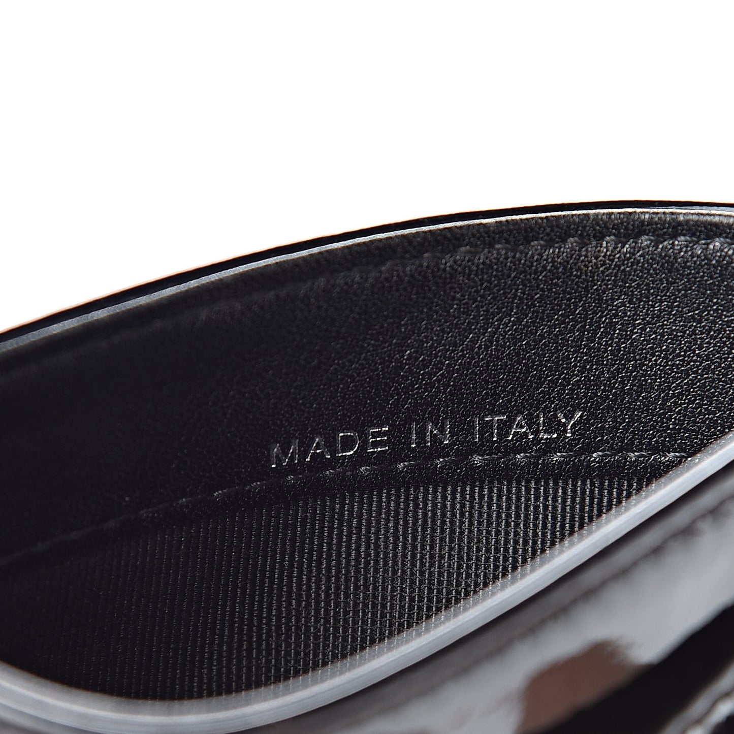 Patent Calfskin Quilted Card Holder Black