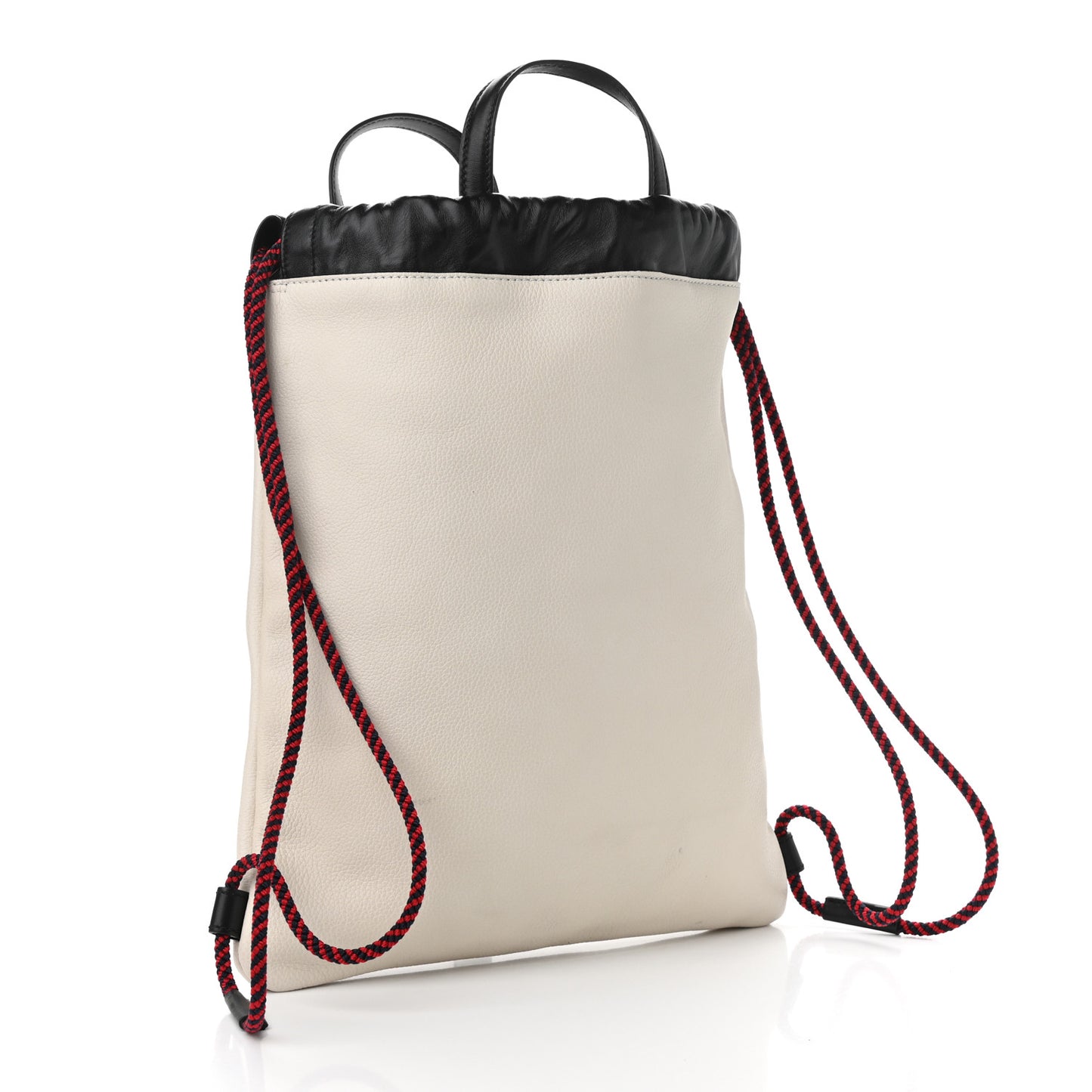 Calfskin Logo Drawstring Backpack Mystic White
